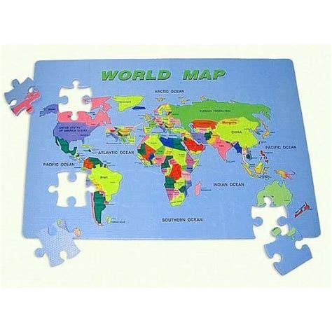 World Map Puzzle With Country Names Borders And Capitals
