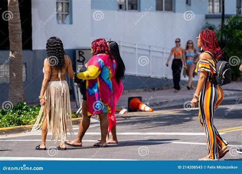 Women Dressed In Colorful Clothing Miami Beach Spring Break 2021