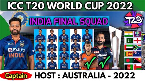 Icc T20 World Cup 2022 Team India Best 20 Members Squad India T20