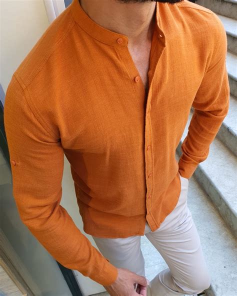 Gentwith Madison Bright Orange Slim Fit Cotton Shirt Gent With