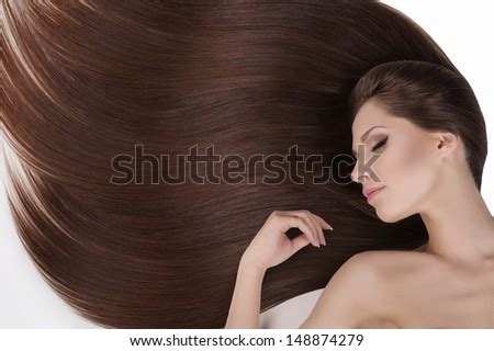 Long Hair Beauty Attractive Naked Women Stock Photo