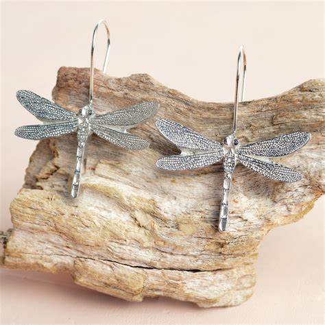 English Pewter Dragonfly Earrings Jewellery Ts Uk Made