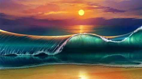 2560x1440 Waves Sunset Minimalism 1440p Resolution Hd 4k Wallpapers