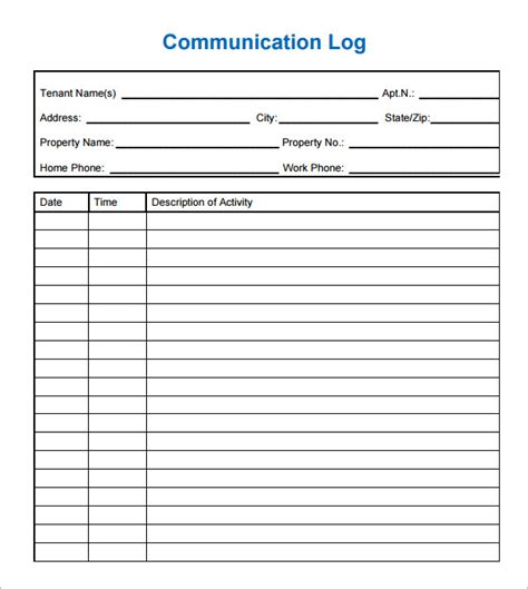 Free 8 Communication Log Samples In Pdf Ms Word Communication Log