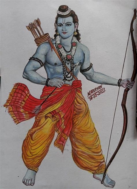 Watercolor Drawing Of Lord Sri Ram