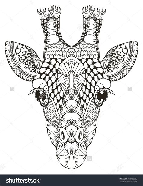 Giraffe Head Zentangle Stylized Vector Illustration Freehand Pencil