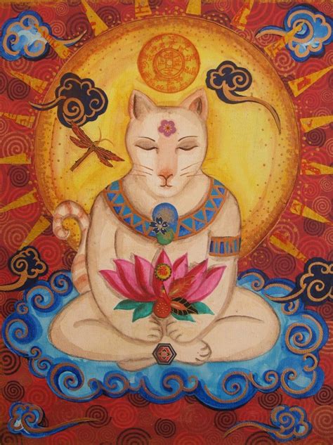Buddha Cat Fine Art Print 8x10 Giclee Arte Gatto Etsy Cat Buddha