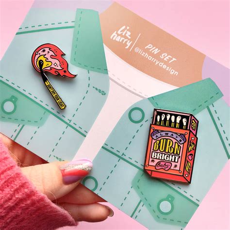 Inspirational Match Enamel Pin Set Red By Liz Harry Design