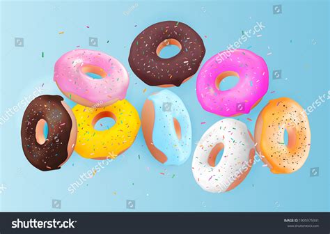 Realistic 3d Sweet Tasty Donut Background Stock Vector Royalty Free