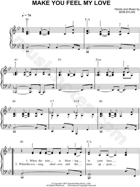 Adele Make You Feel My Love Sheet Music Easy Piano In Bb Major