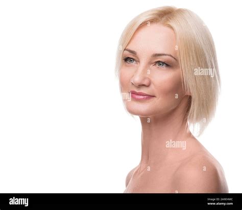 Portrait Of Beautiful Middle Aged Woman In Studio Stock Photo Alamy