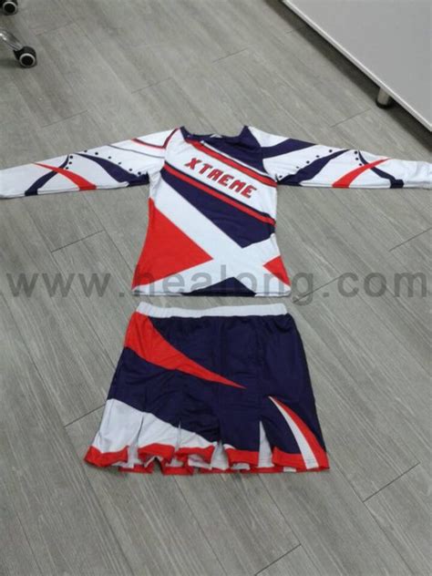 Custom Sublimation Cheerleading Uniforms With Ruffled Skirts No Moq