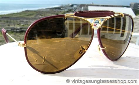 Ray Ban Burgundy Leathers B 15 Bullet Hole Sunglasses