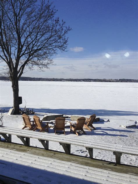 The colder season may be closing in, but i'm sure you still want to extend your outdoor hangouts. frozen lake and frozen fire pit from the deck | Frozen ...