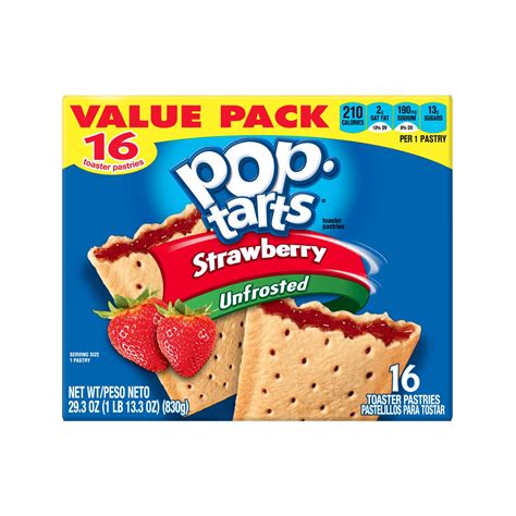 Pop Tarts Unfrosted Strawberry Breakfast Toaster Pastries 29 3 Oz 16 Count