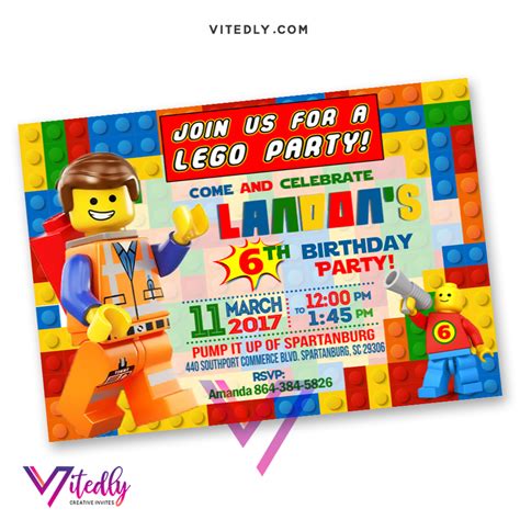 Lego City Police Birthday Party Invitation Ph