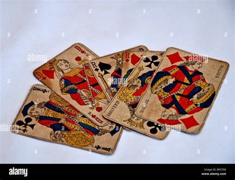 Vintage Playing Cards Isolated On A Light Background The Are The Face