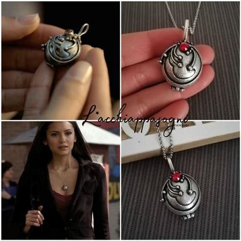 Elena Gilbert Inspired Vervain Locket Necklace ANTIQUED MATTE Silver Plated Zinc Alloy