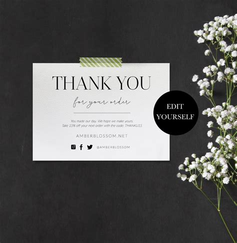 Printable Thank You For Your Order Inserts Custom Business Etsy
