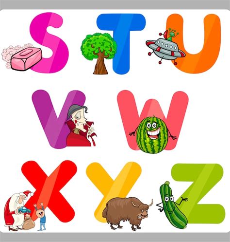 Premium Vector Education Cartoon Alphabet Letters For Kids