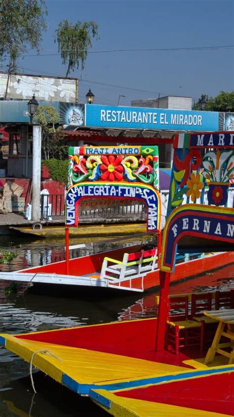 Trajineras Moored At The Quay At Xochimilco Editorial Image Image Of