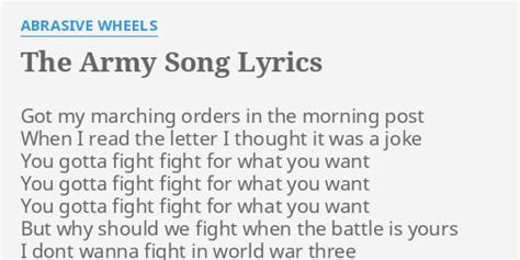 THE ARMY SONG LYRICS By ABRASIVE WHEELS Got My Marching Orders