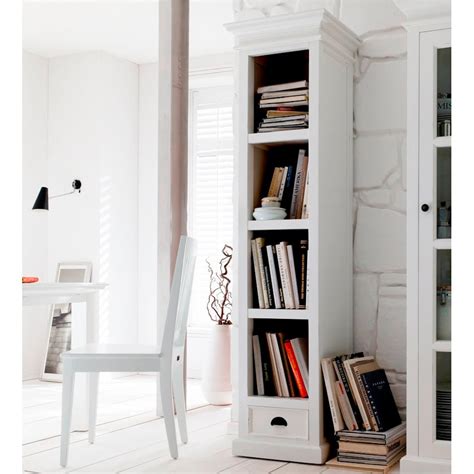 Halifax White Narrow Bookcase 1 Drawer Akd Furniture