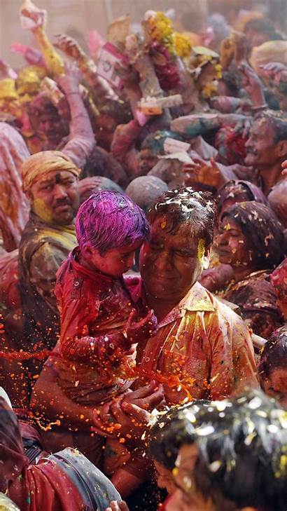 Holi Festival Indian Holiday Colours Son Father