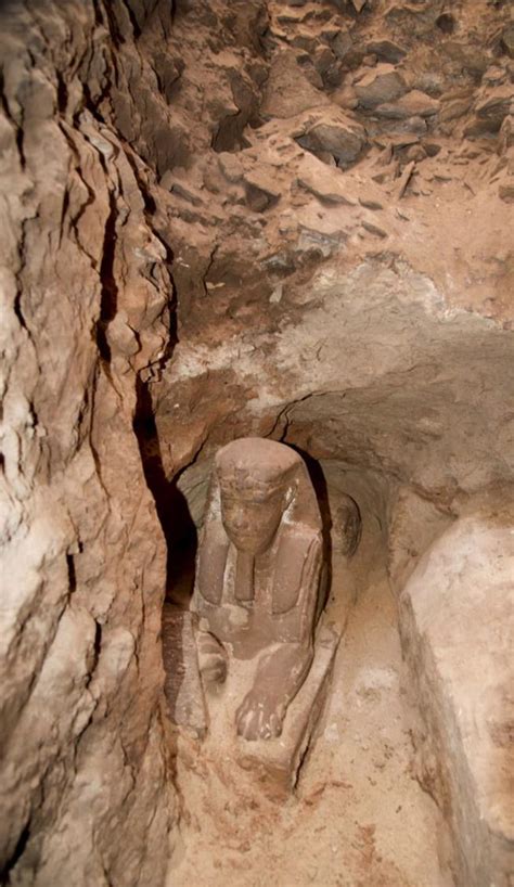 sphinx uncovered in egyptian temple