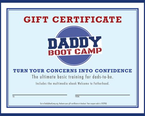 Daddy Boot Camp T Certificate Daddy Boot Camp