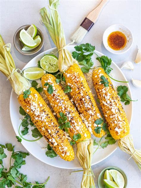 Healthy Grilled Mexican Street Corn Elotes With Chili Lime Oil And