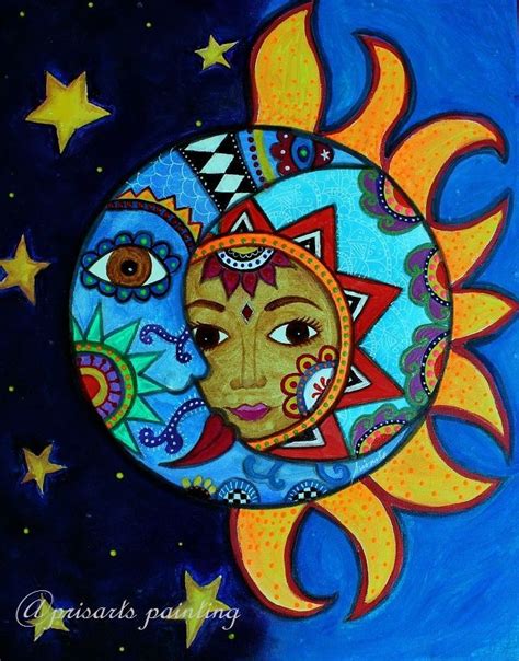 Sun And Moon Luna Sol Couple Mexican Abstract Original