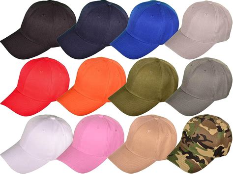 Wholesale Dozen Pack 6 Panel Mid Profile Blank Baseball Caps Assorted