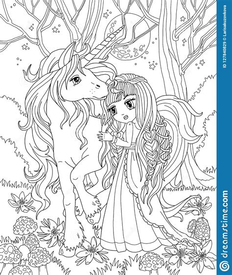 Supercoloring also has a large selection for unicorn fans, as you can find almost 60 different unicorn coloring sheets there. Coloring Page The Unicorn And Princess Stock Illustration ...