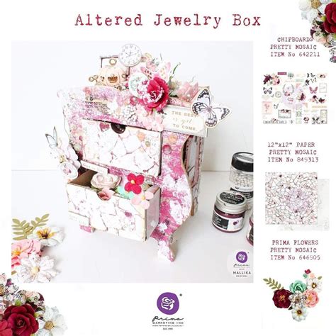 Beautiful Altered Jewelry Box With The Pretty Mosaic Collection Prima