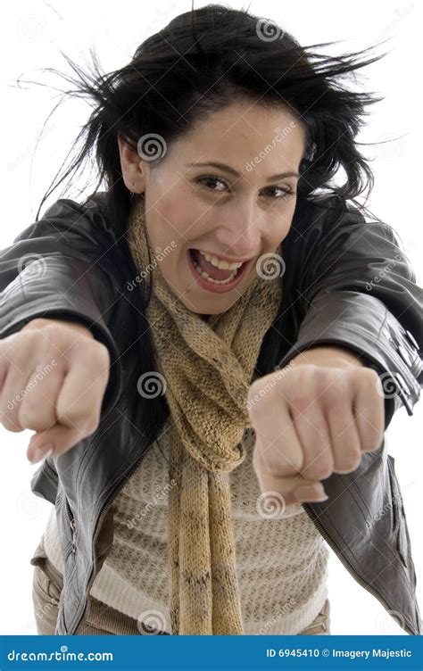 Woman Showing Clenched Fists Stock Photo Image Of Fists Glad 6945410