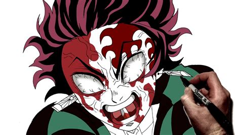 how to draw tanjiro never give up step by step demon slayer youtube