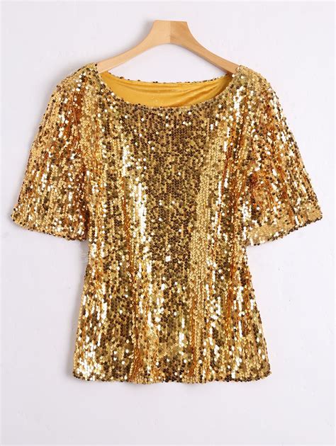 13 Off Plus Size Glitter Sequined T Shirt Rosegal