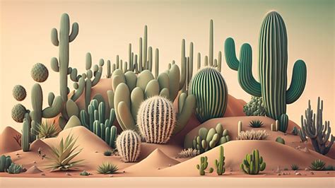 Desert Cactus Cartoon Background Desert Cactus Cartoon Background