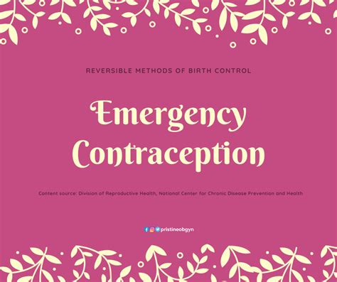 Reversible Methods Of Birth Control Emergency Contraception Pristine