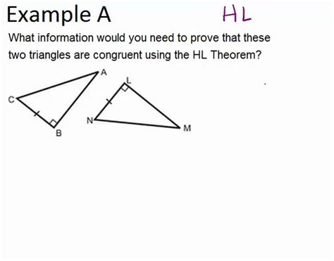 Hl Triangle Congruence Examples