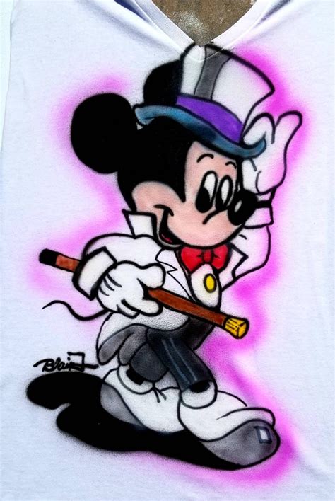 Airbrushed Mickey Mouse In A Tuxedo T Shirt Any Name Any Etsy