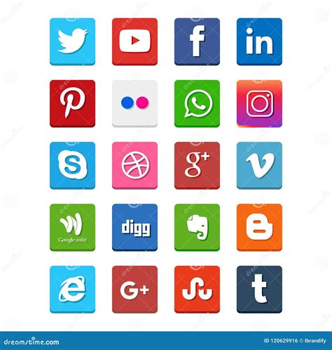 Popular Social Media Icons Such As Facebook Twitter Blogger