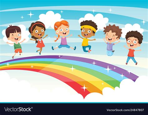 Rainbow Children Royalty Free Vector Image Vectorstock