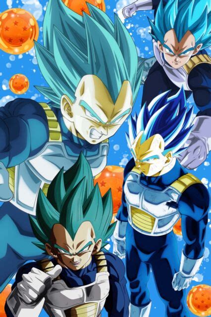 Dragon Ball Super Poster Vegeta Blue Collage Version 2 12in X 18in Free
