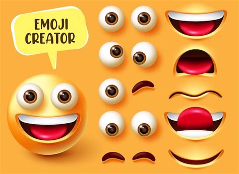 Diseño De Conjunto De Vectores De Creador De Emoji Kit De Personajes