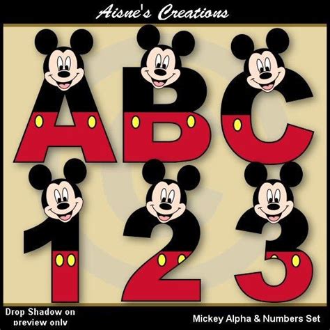 Mickey 2 Alphabet And Numbers Clipart Set Etsy Letras De Mickey