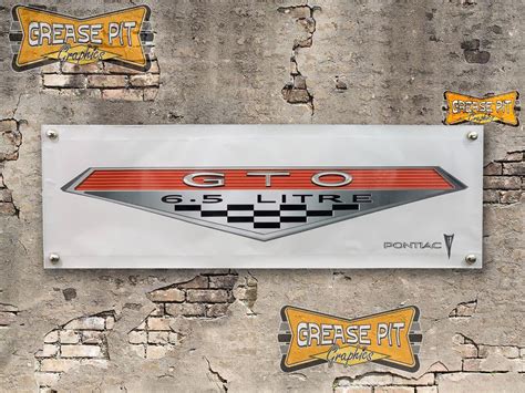 Pontiac Gto Emblem 1x3′ Garage Shop Banner White Grease Pit Graphics