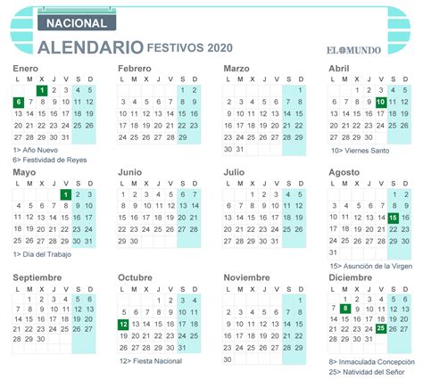 Calendario Laboral Festivos Nacionales Calendario Laboral Semana Santa 2020