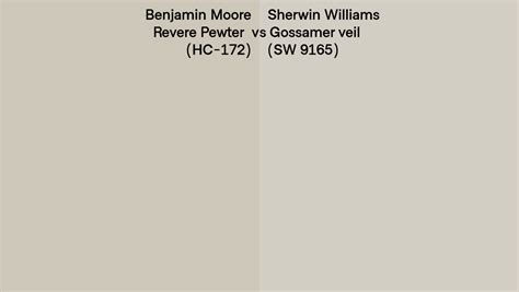 Benjamin Moore Revere Pewter Hc 172 Vs Sherwin Williams Gossamer Veil